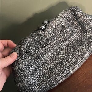 Rebecca Minkoff Stylish Gray Tweed Clutch.